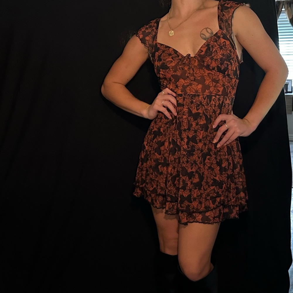 Black Butterfly and Orange dress😈